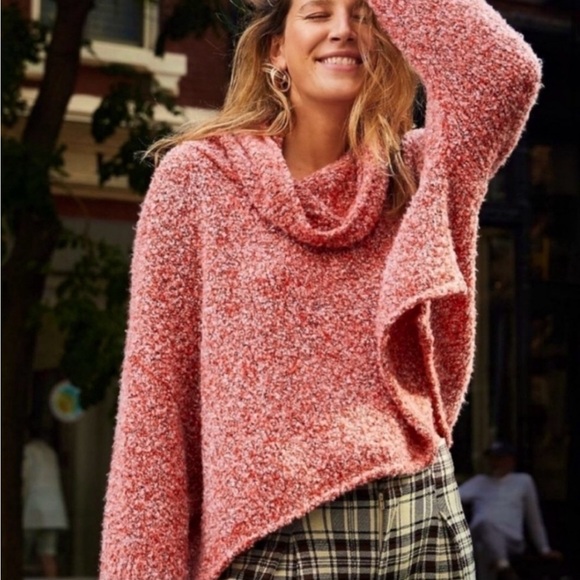 Free People Sweaters - NWOT FREE PEOPLE BFF COWL NECK SWEATER SCARLET FLAME SMALL